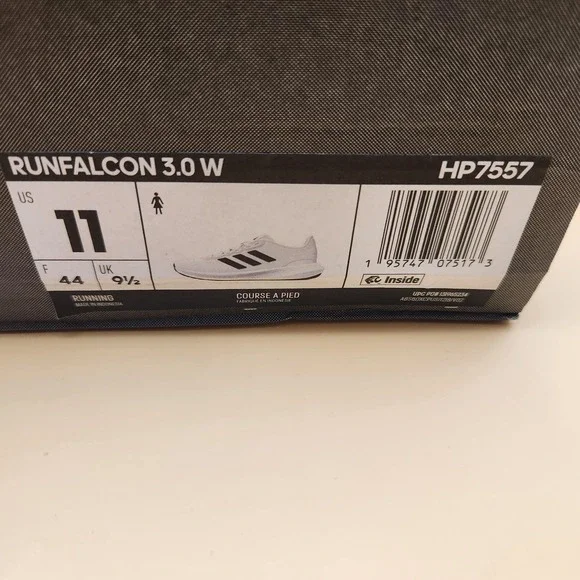 Adidas Shoes Womens Size 11‎ White Black Runfalcon 3.0 Cloudfoam Running HP7557 - Picture 10 of 10